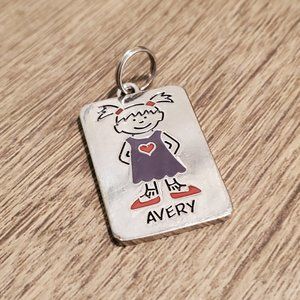Avery personalized silver pendant